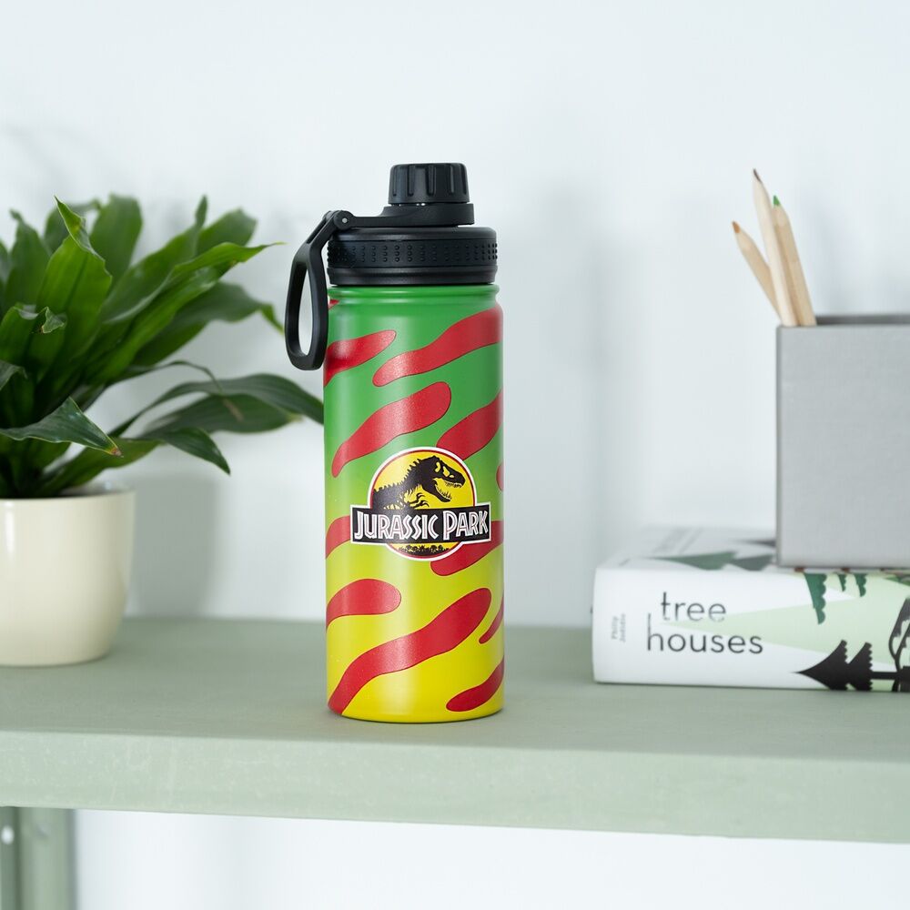 Botella ERIK Jurassic Park de acero inoxidable con diseño verde, amarillo y rojo - 4