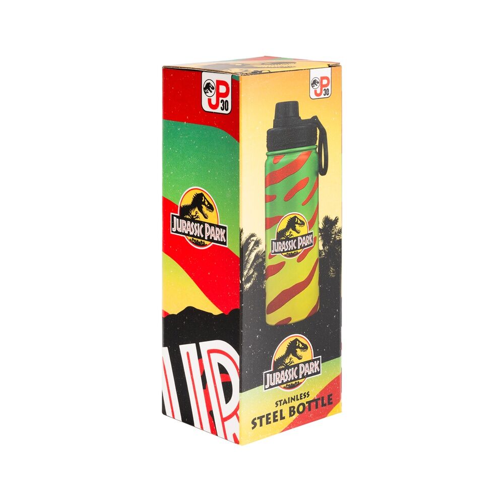 Botella ERIK Jurassic Park de acero inoxidable con diseño verde, amarillo y rojo - 2
