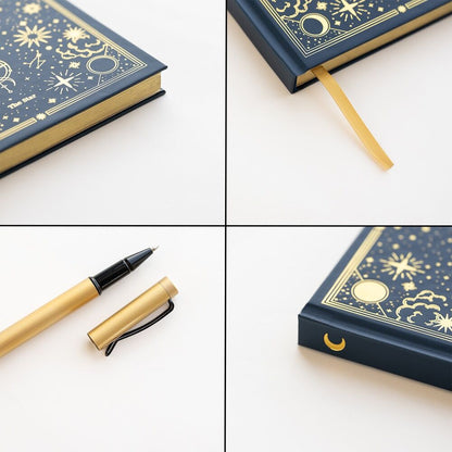 Set Astral ERIK con cuaderno azul y dorado, bolígrafo y caja de regalo - 4