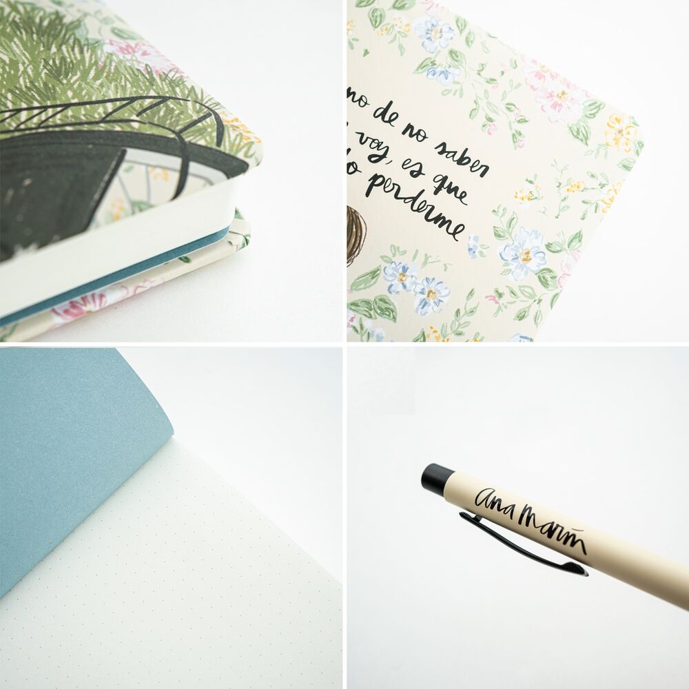 Set de cuaderno A5 floral y bolígrafo Ana Marin - 5