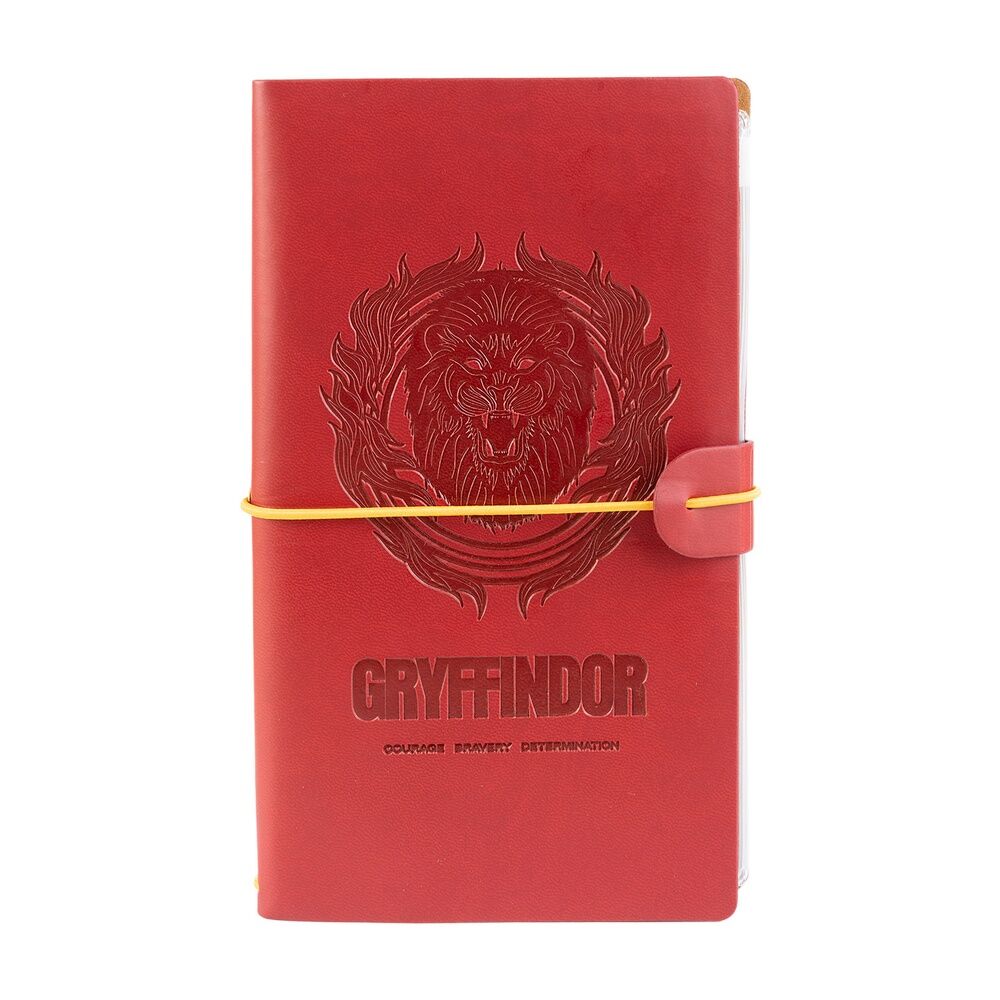 Cuaderno de viaje rojo de Gryffindor Harry Potter con león y banda elástica