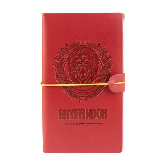 Cuaderno de viaje rojo de Gryffindor Harry Potter con león y banda elástica