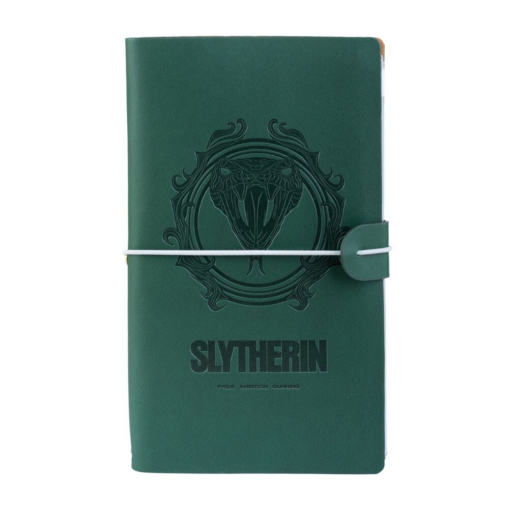 Cuaderno de viaje verde de Slytherin Harry Potter con banda elástica