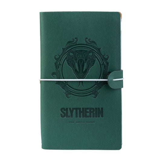 Cuaderno de viaje verde de Slytherin Harry Potter con banda elástica