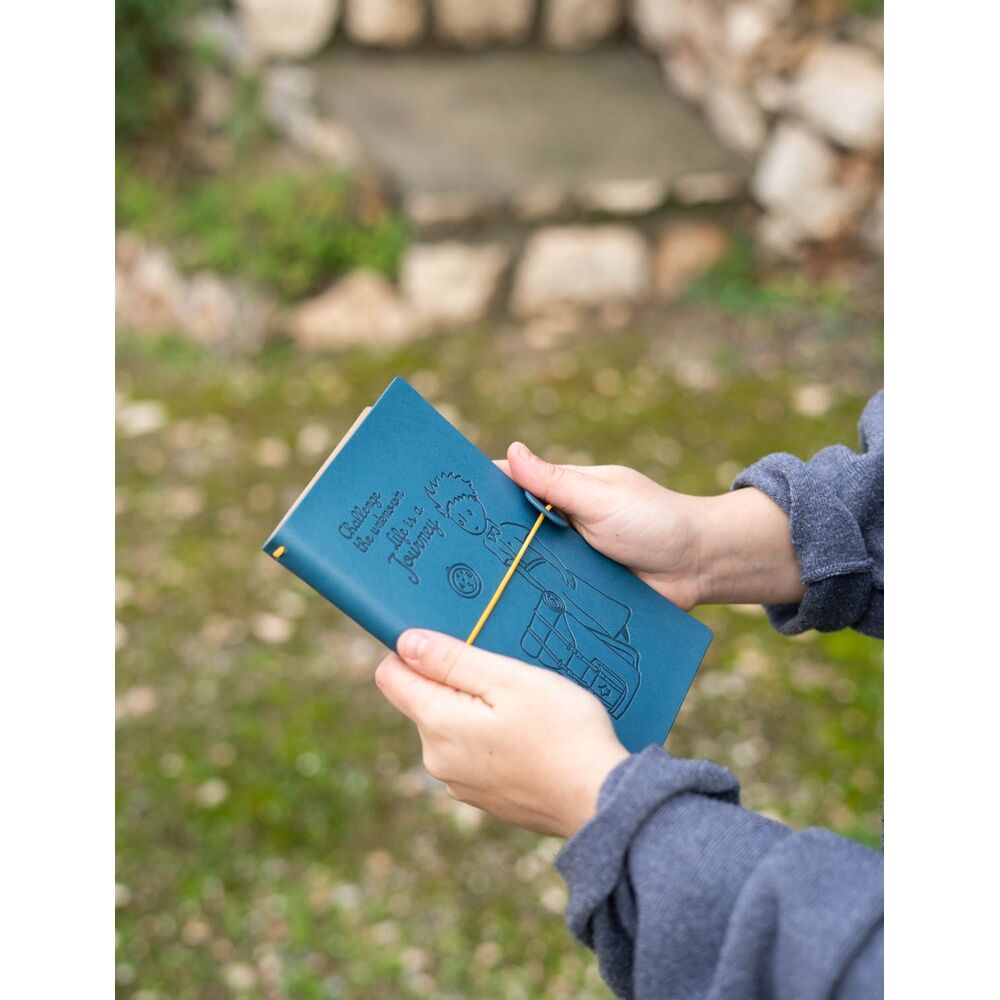 Cuaderno de viaje azul de El Principito con banda elástica amarilla - 3