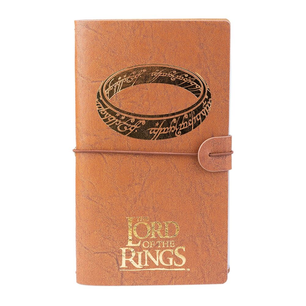 Cuaderno de viaje ERIK de El Señor de los Anillos con tapa marrón y cierre elástico