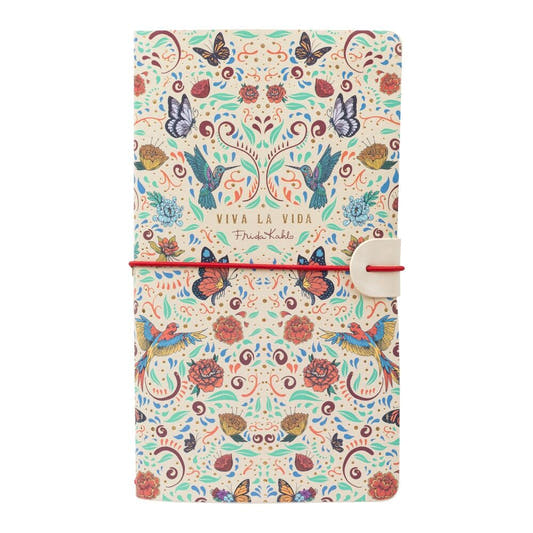 Cuaderno de viaje ERIK Frida Kahlo con diseño floral y cierre elástico