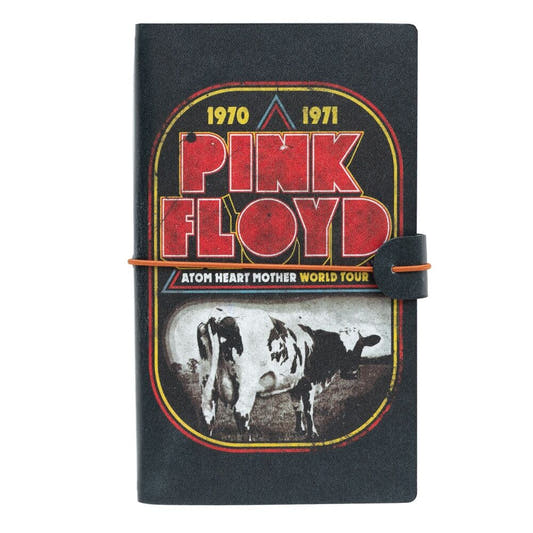 Cuaderno de viaje Pink Floyd Atom Heart Mother con tapa negra y cierre elástico
