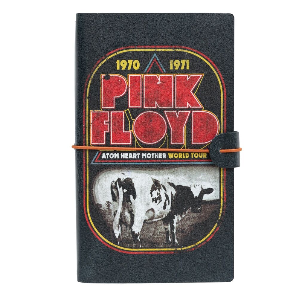 Cuaderno de viaje Pink Floyd Atom Heart Mother con tapa negra y cierre elástico