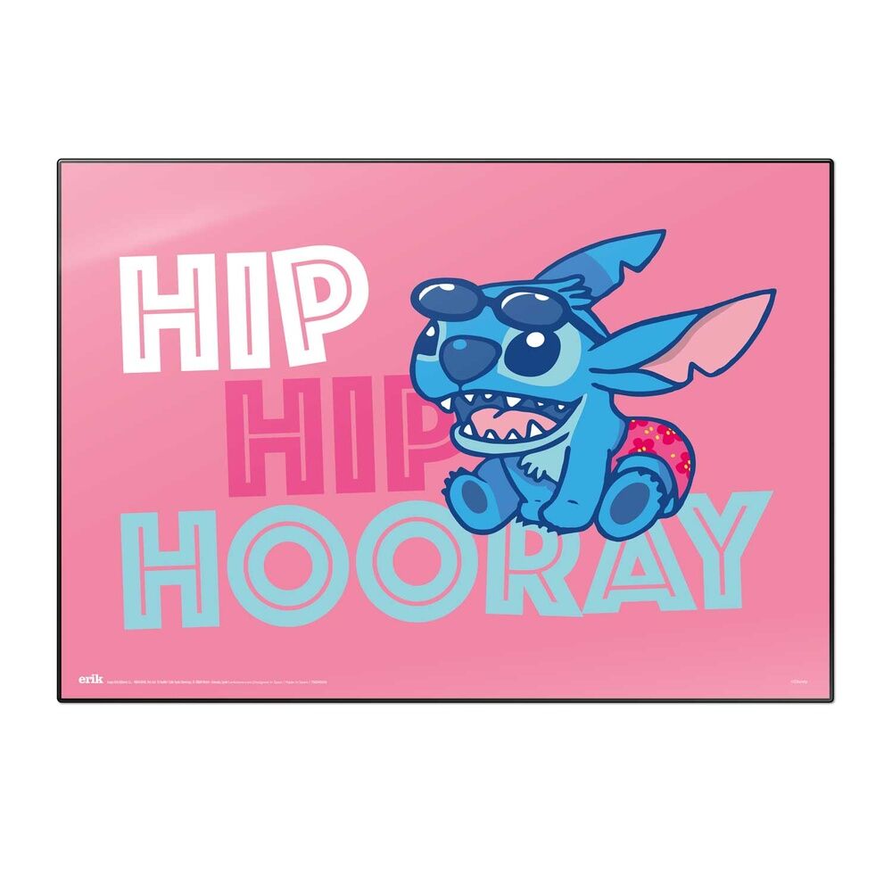 Vade de escritorio rosa de Stitch Disney con mensaje HIP HIP HOORAY