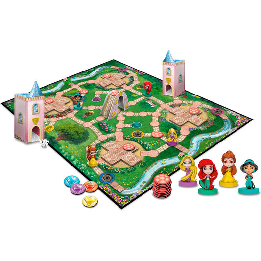 Juego de mesa Race Chase Gem Tag de Princesas Disney con tablero, figuras, gemas y torres - 3