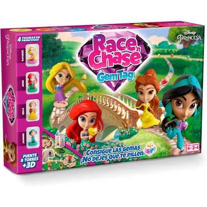 Juego de mesa Race Chase Gem Tag de Princesas Disney con tablero, figuras, gemas y torres - 2