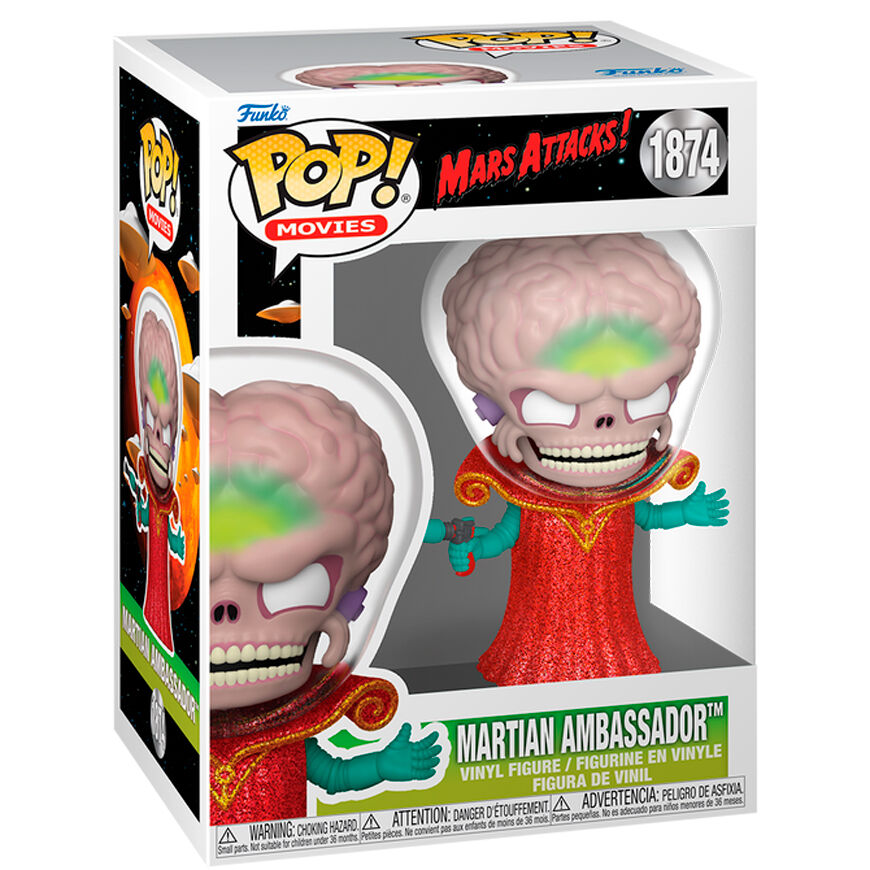 Figura Funko POP! Mars Attacks! Martian Ambassador con capa roja y pistola de rayos - 2