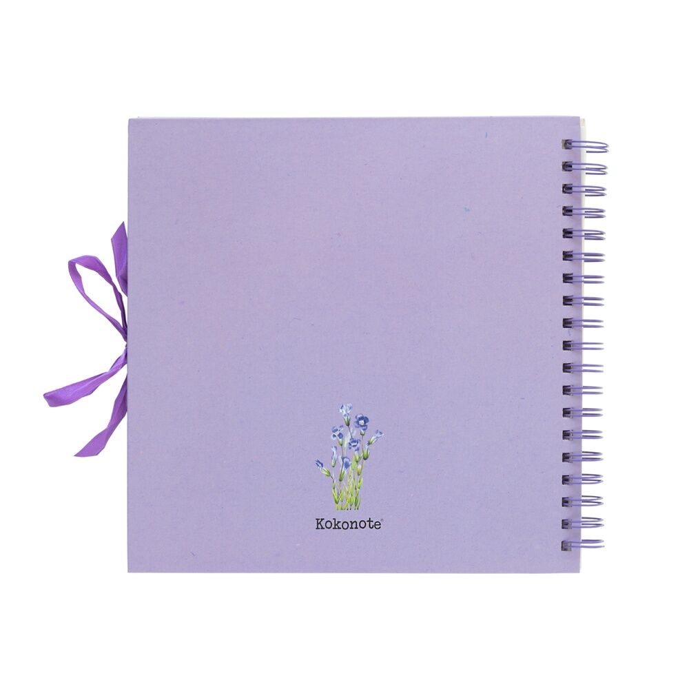Álbum de fotos scrapbook ERIK con cubierta de flores silvestres y cinta morada - 2