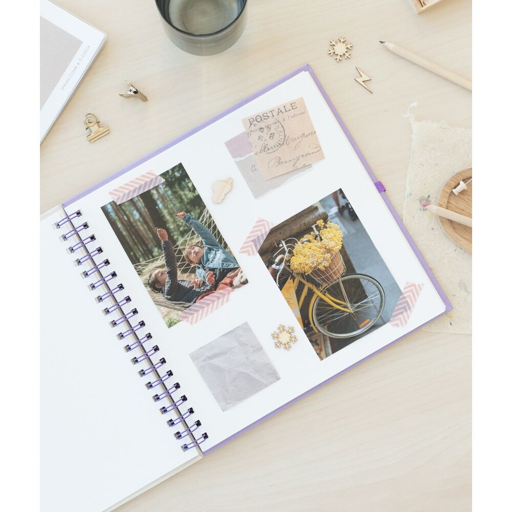 Álbum de fotos scrapbook ERIK con cubierta de flores silvestres y cinta morada - 4