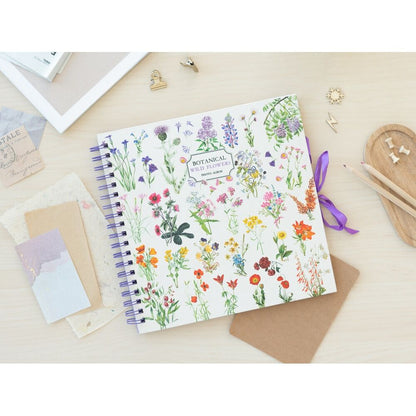 Álbum de fotos scrapbook ERIK con cubierta de flores silvestres y cinta morada - 5