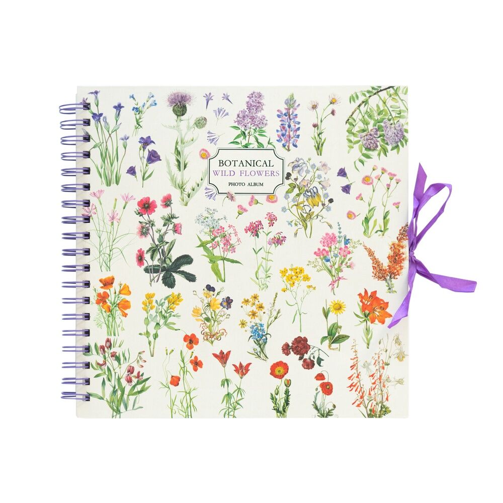 Álbum de fotos scrapbook ERIK con cubierta de flores silvestres y cinta morada