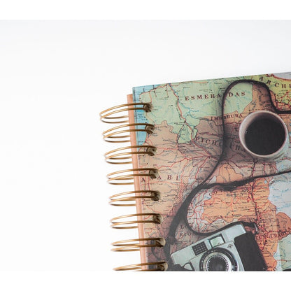 Álbum de fotos scrapbook ERIK con mapa vintage y motivos de viaje - 7