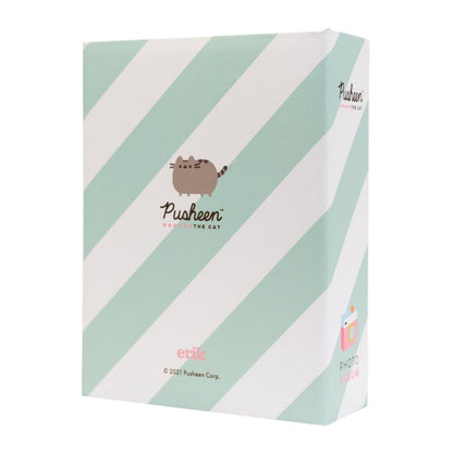 Álbum de fotos Pusheen con rayas verde menta y mensaje en portada - 3
