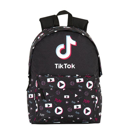 Mochila negra TikTok PERONA de 42 cm con bolsillo frontal