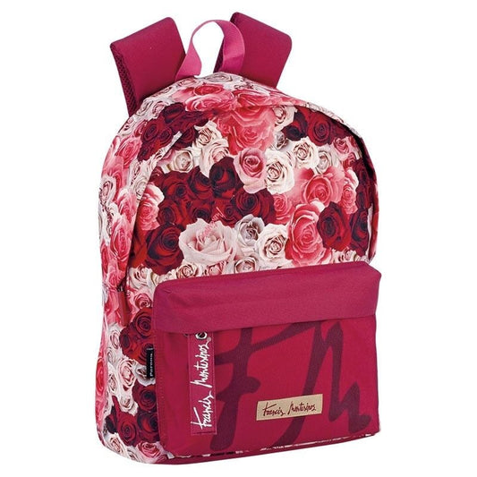 Mochila PERONA con estampado de rosas y bolsillo frontal