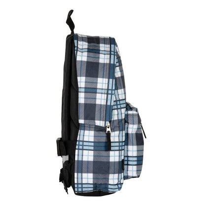 Mochila Perona de cuadros azules, blancos y grises - 5