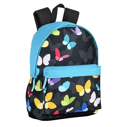 Mochila escolar PERONA negra con mariposas multicolor - 2