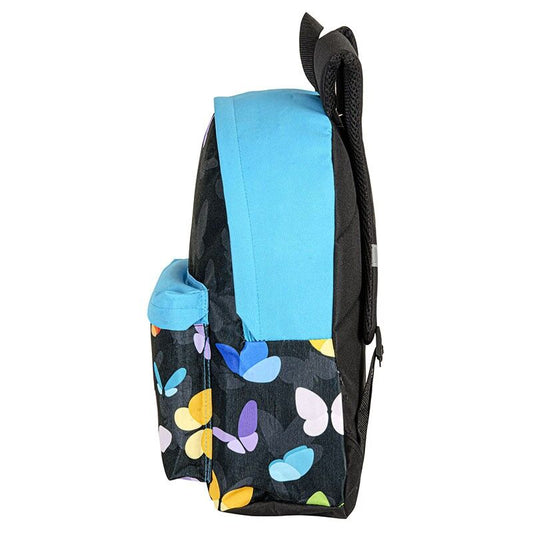 Mochila escolar PERONA negra con mariposas multicolor - 4