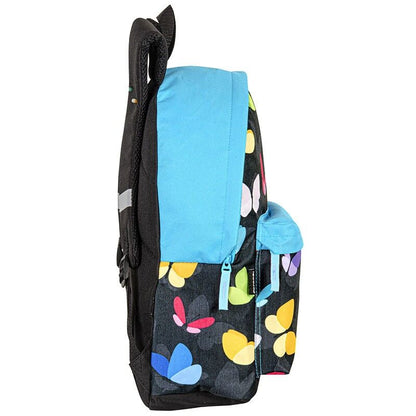 Mochila escolar PERONA negra con mariposas multicolor - 5