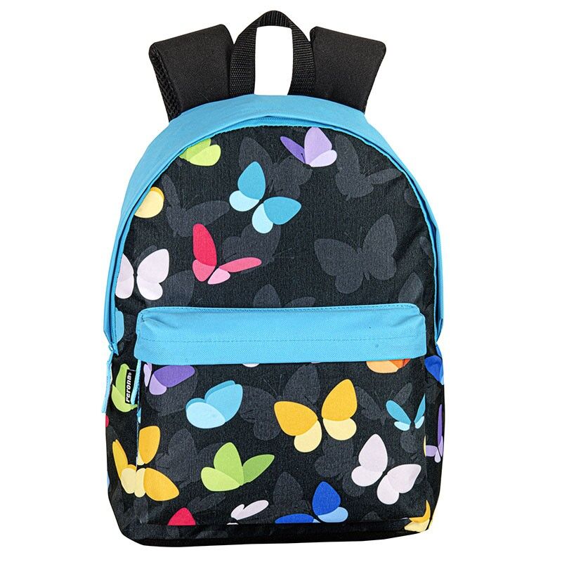 Mochila escolar PERONA negra con mariposas multicolor