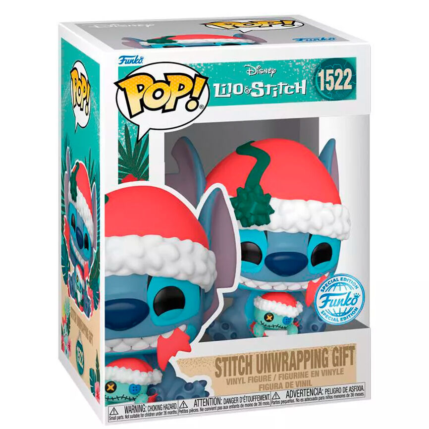 Figura Funko POP! de Stitch con gorro festivo y un regalo - 2