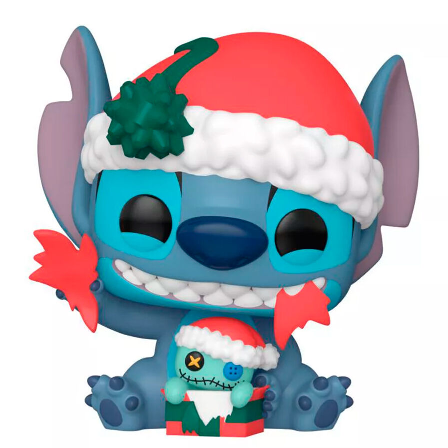 Figura Funko POP! de Stitch con gorro festivo y un regalo