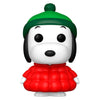 Figura Funko POP! de Snoopy con gorro verde y abrigo rojo