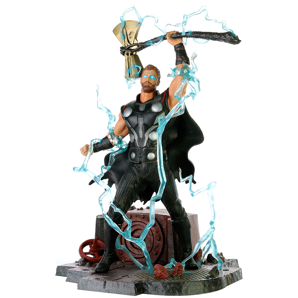 Figura diorama de Thor de Los Vengadores con relámpagos azules