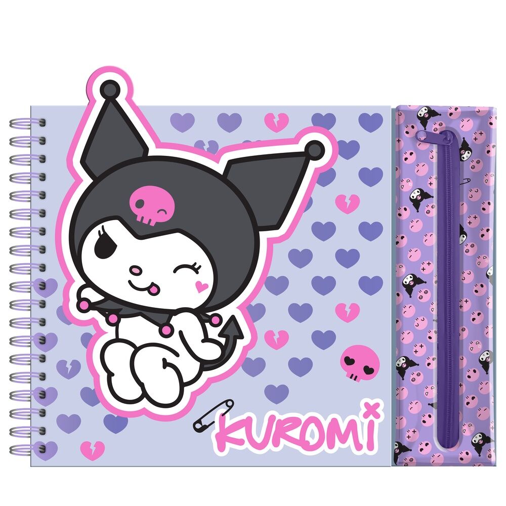 Set para colorear Kuromi Hello Kitty en tonos lila y rosa