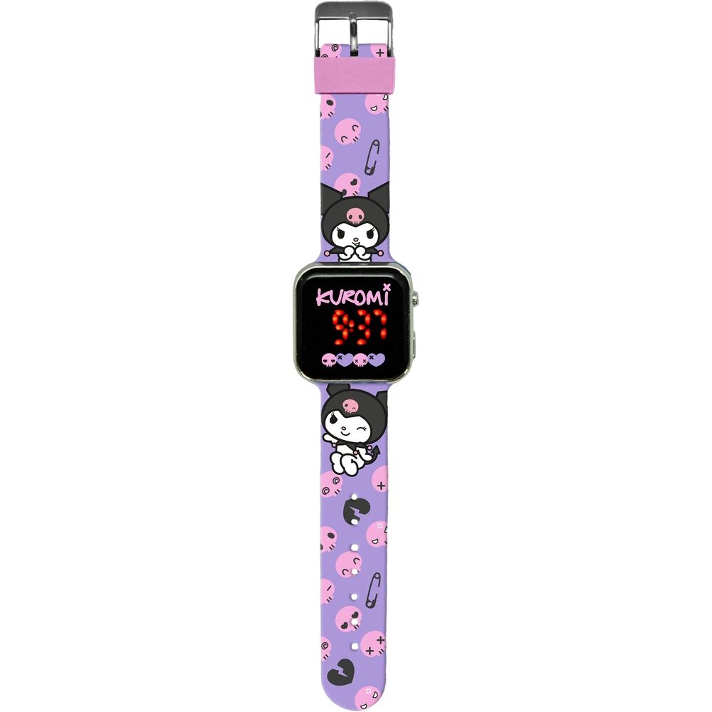 Reloj LED morado de Kuromi con correa decorada