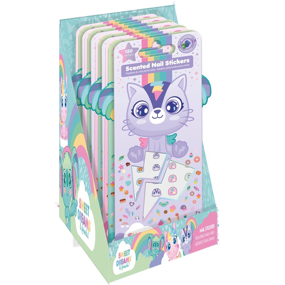 Set Sweet Dreams de pegatinas perfumadas para uñas con diseños coloridos