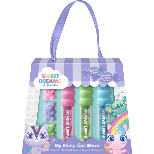 Set de cuatro bálsamos labiales Sweet Dreams con estuche de colores pastel