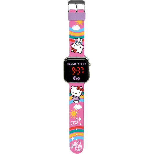 Reloj LED rosa de Hello Kitty and Friends con correa decorada