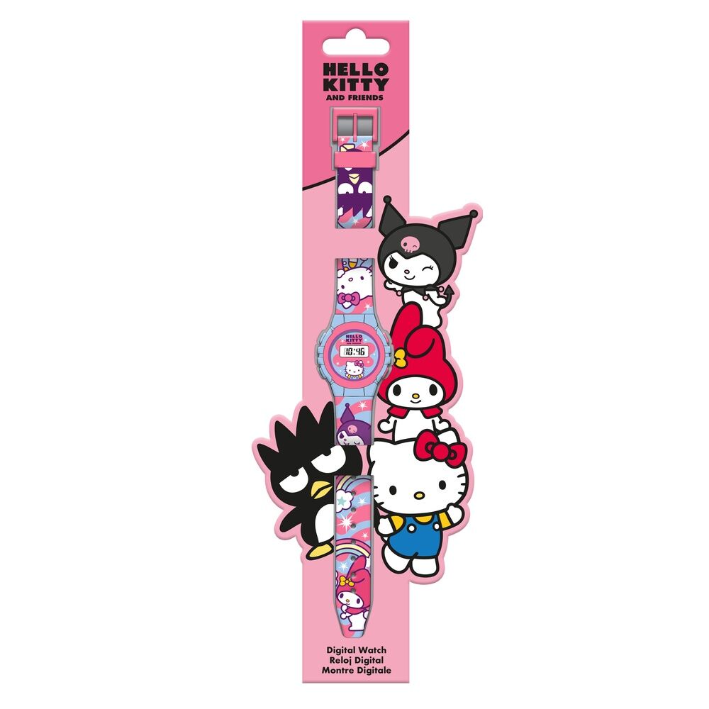 Reloj digital rosa Hello Kitty and Friends con correa estampada