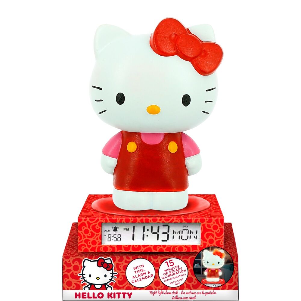 Lámpara 3D de Hello Kitty con despertador digital