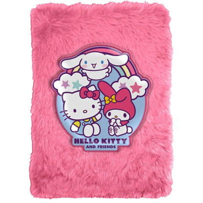 Cuaderno de peluche rosa A5 Hello Kitty and Friends