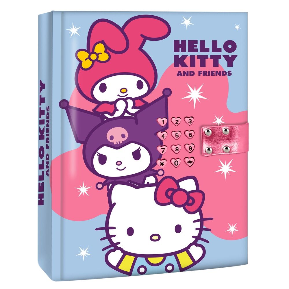 Diario secreto electrónico Hello Kitty and Friends rosa y azul con teclado numérico