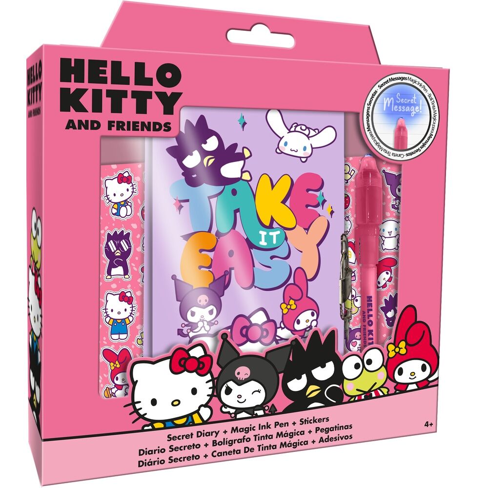 Diario secreto Hello Kitty and Friends con bolígrafo mágico y pegatinas