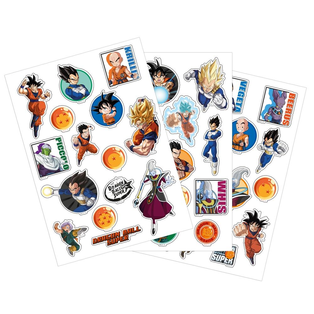 Set de pegatinas removibles Dragon Ball Super con personajes y Bolas de Dragón