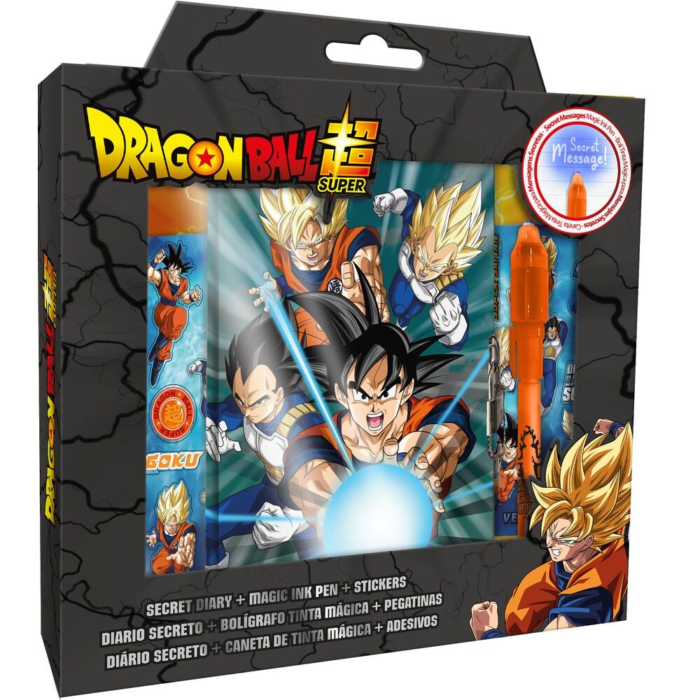 Diario secreto Dragon Ball Super con bolígrafo de tinta mágica y pegatinas