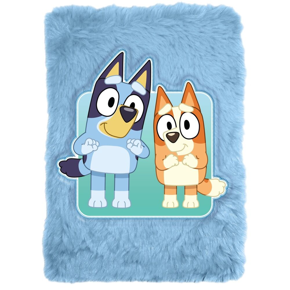 Cuaderno de peluche azul de Bluey con Bluey y Bingo