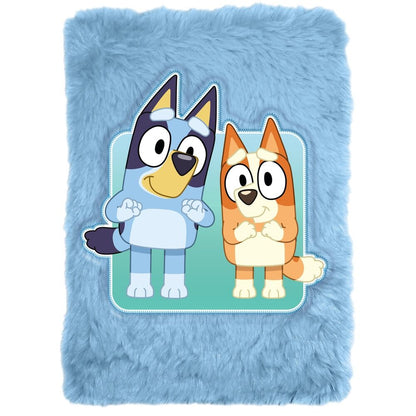Cuaderno de peluche azul de Bluey con Bluey y Bingo