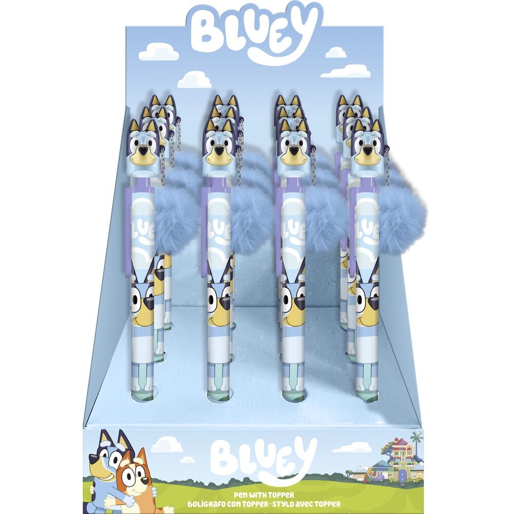 Bolígrafo azul de Bluey con topper y pompón