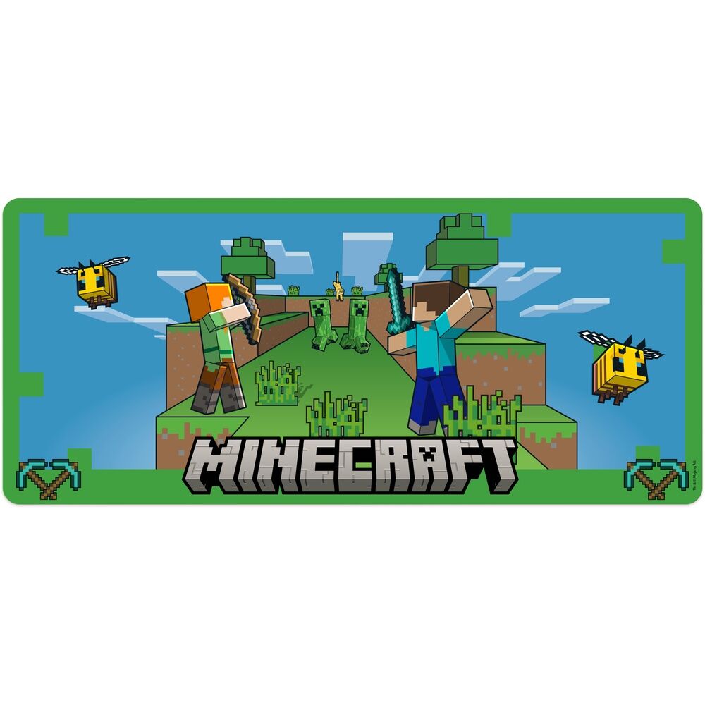 Alfombrilla gaming Minecraft con Steve, Alex y Creepers